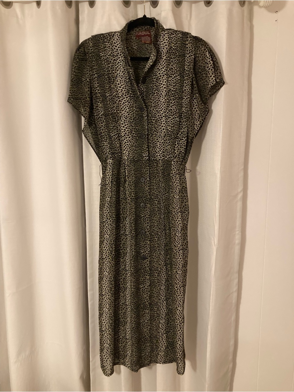 Raoul Black and Cream Leopard-Print Button Midi Dress